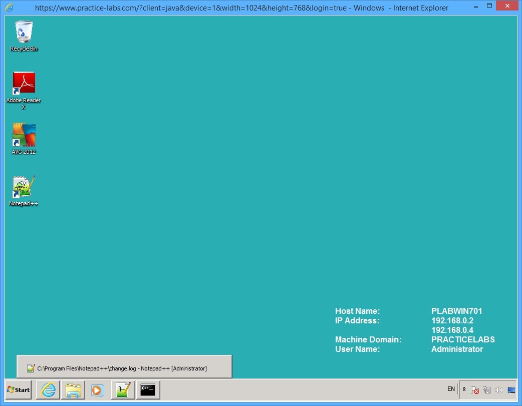 Practice Labs screenshot.